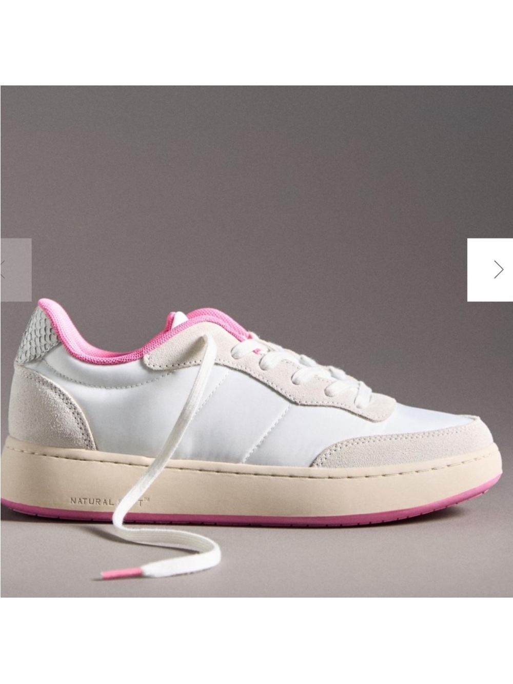 Women's White Sneakers with Pink Trim